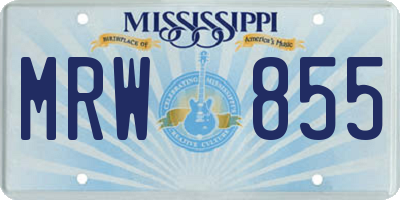 MS license plate MRW855
