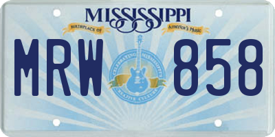 MS license plate MRW858