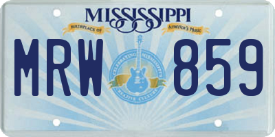 MS license plate MRW859