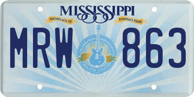 MS license plate MRW863