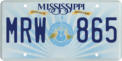 MS license plate MRW865