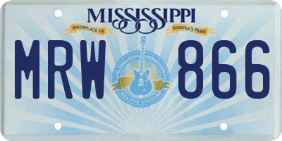 MS license plate MRW866