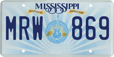 MS license plate MRW869