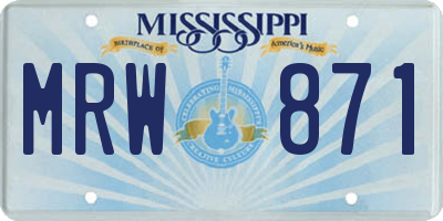 MS license plate MRW871