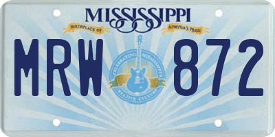MS license plate MRW872