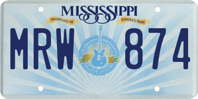 MS license plate MRW874