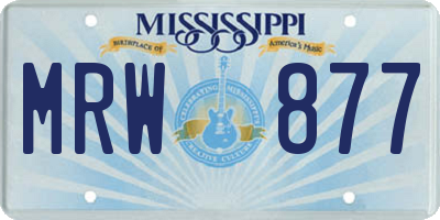MS license plate MRW877