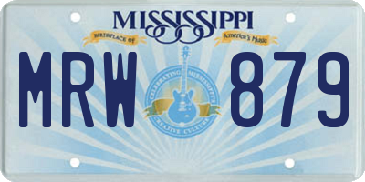 MS license plate MRW879