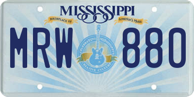 MS license plate MRW880
