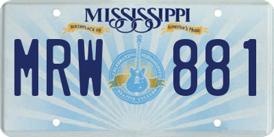 MS license plate MRW881