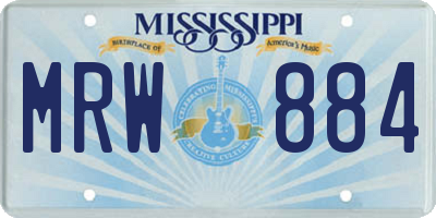 MS license plate MRW884