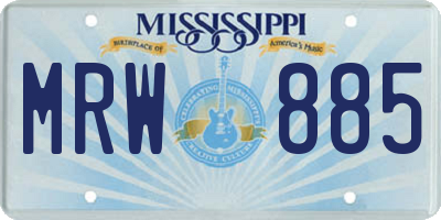MS license plate MRW885