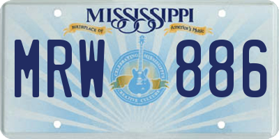 MS license plate MRW886