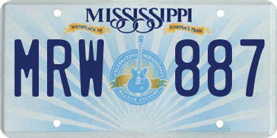 MS license plate MRW887