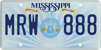 MS license plate MRW888