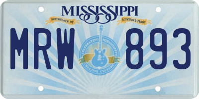 MS license plate MRW893