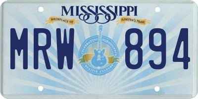 MS license plate MRW894