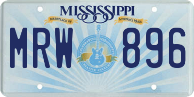 MS license plate MRW896