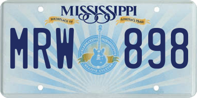MS license plate MRW898