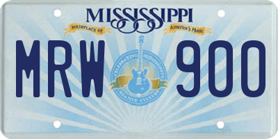 MS license plate MRW900