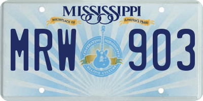 MS license plate MRW903