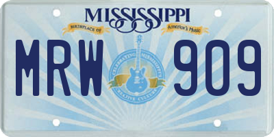 MS license plate MRW909