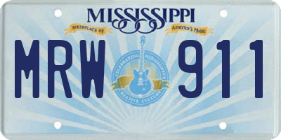 MS license plate MRW911