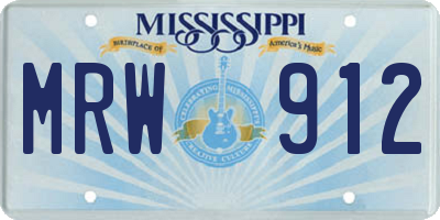 MS license plate MRW912