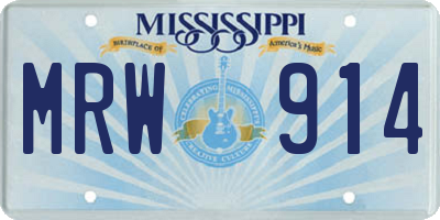 MS license plate MRW914