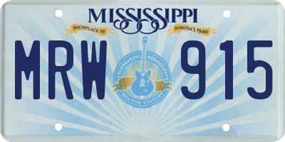 MS license plate MRW915