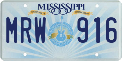 MS license plate MRW916
