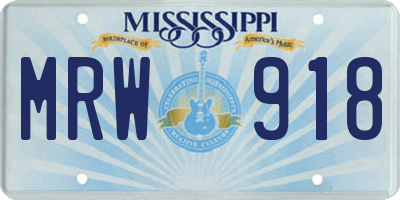 MS license plate MRW918