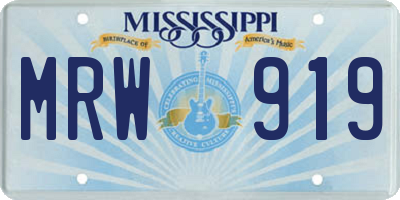 MS license plate MRW919