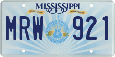 MS license plate MRW921
