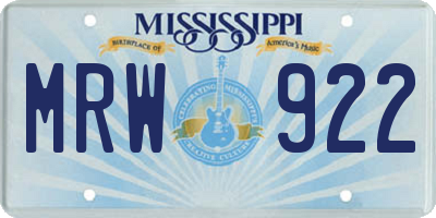 MS license plate MRW922