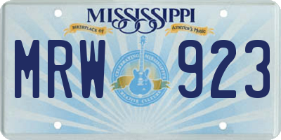MS license plate MRW923