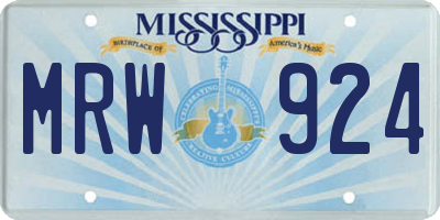MS license plate MRW924
