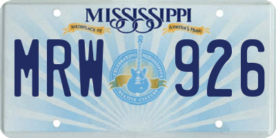 MS license plate MRW926
