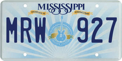 MS license plate MRW927