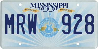 MS license plate MRW928