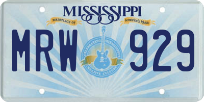 MS license plate MRW929