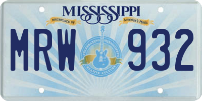MS license plate MRW932