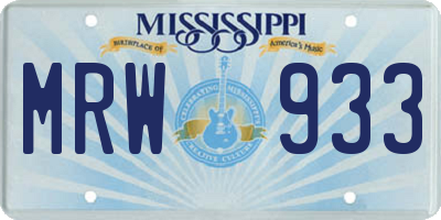 MS license plate MRW933