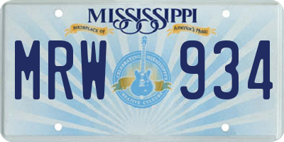 MS license plate MRW934