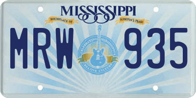 MS license plate MRW935