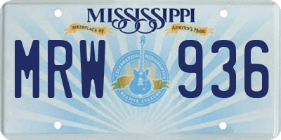 MS license plate MRW936