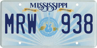 MS license plate MRW938