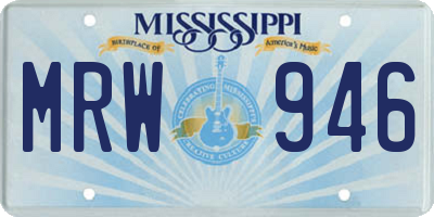 MS license plate MRW946