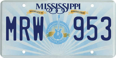 MS license plate MRW953