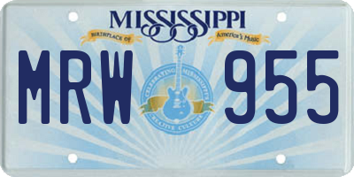 MS license plate MRW955